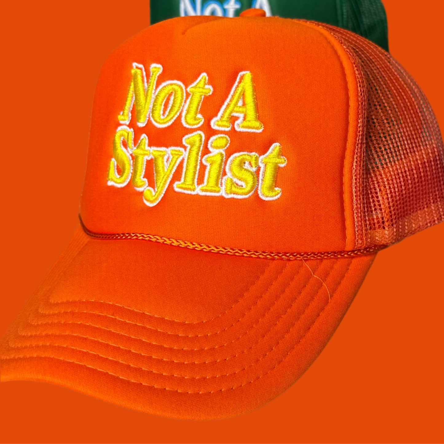 “Not A Stylist” Trucker Hat – Multi-Color Collection