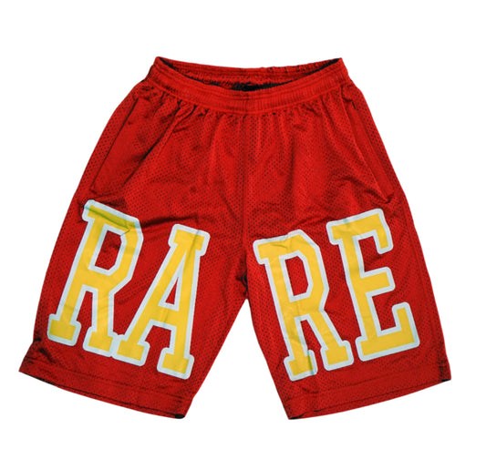 Rare Soul “RARE” Mesh Shorts – Red/Gold
