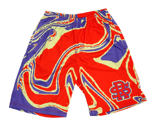 Rare Soul “Psycho Drip” Mesh Shorts – Inferno Swirl